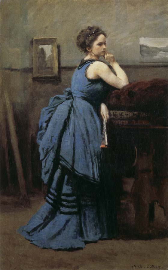 Blue skirt woman